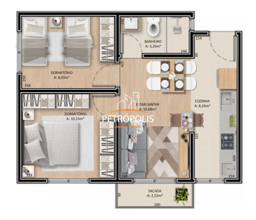 Imagem Apartamento com 2 Quartos à Venda, 56 m² em Cidade Nova - Caxias Do Sul