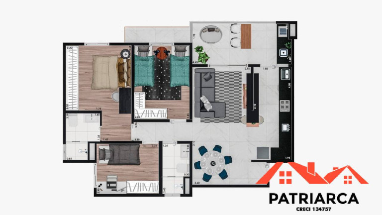 Imagem Apartamento com 3 Quartos à Venda, 83 m² em Santa Terezinha - Paulínia Imagem Apartamento com 3 Quartos à Venda, 83 m² em Santa Terezinha - Paulínia
