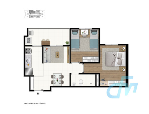 Imagem Apartamento com 2 Quartos à Venda, 49 m² em Mogi Moderno - Mogi Das Cruzes