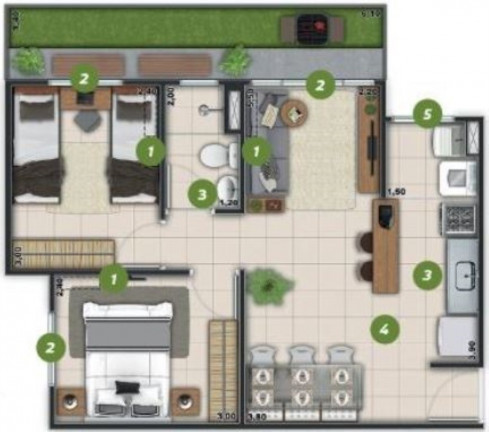 Imagem Imóvel com 2 Quartos à Venda, 41 m² em Campo Grande - Rio De Janeiro