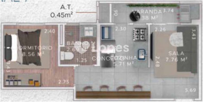 Imagem Apartamento com 1 Quarto à Venda, 37 m² em Boqueirão - Praia Grande