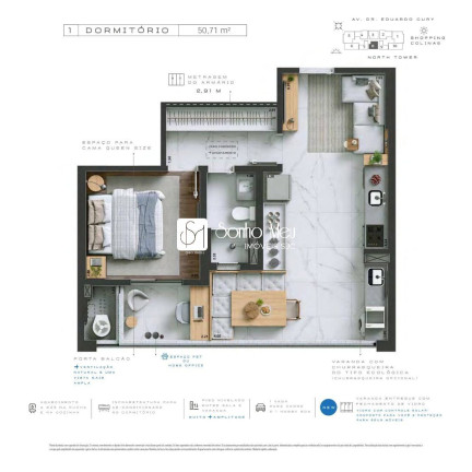 Apartamento com 1 Quarto à Venda, 50 m² em Jardim Das Colinas - São José Dos Campos