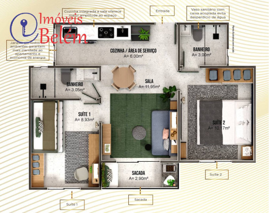 Imagem Apartamento com 2 Quartos à Venda, 46 m² em Coqueiro - Belém Imagem Apartamento com 2 Quartos à Venda, 46 m² em Coqueiro - Belém