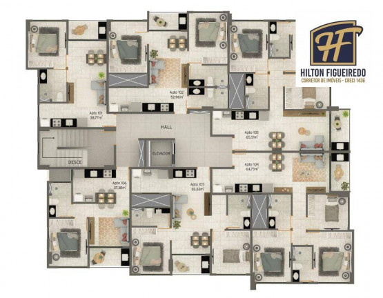 Imagem Apartamento com 1 Quarto à Venda, 38 m² em Monte Castelo - Cabedelo