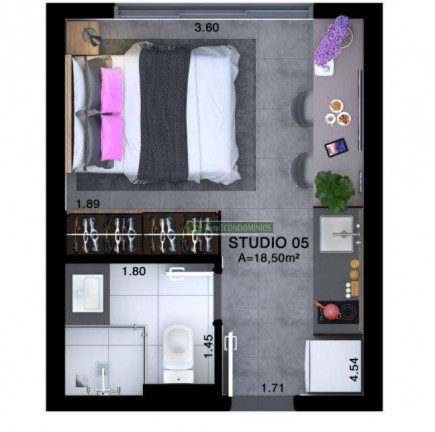 Imagem Studio com 1 Quarto à Venda, 18 m² em água Verde - Curitiba