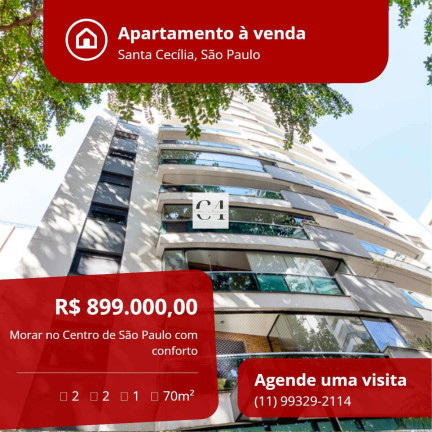 Apartamento com 2 Quartos à Venda, 70 m² em Santa Cecília - São Paulo
