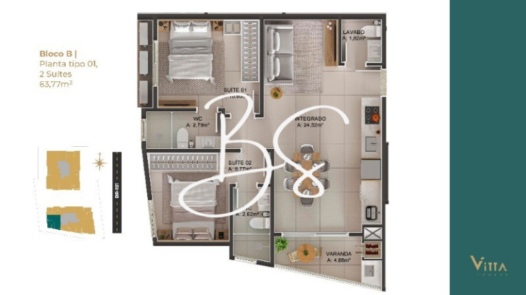 Imagem Apartamento com 2 Quartos à Venda, 65 m² em Tabuleiro Dos Oliveiras - Itapema