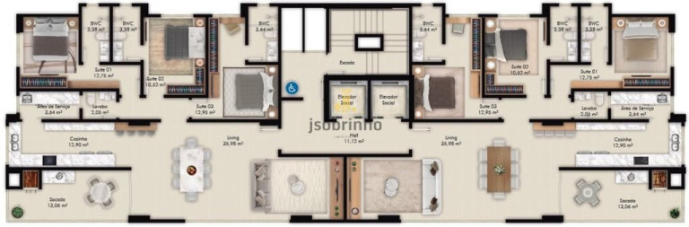 Apartamento com 3 Quartos à Venda, 135 m² em Meia Praia - Itapema