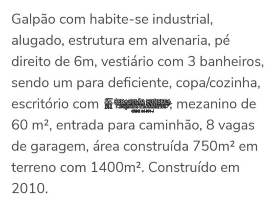 Imagem Galpão à Venda, 1.400 m² em Vila Rica - São José Dos Campos Imagem Galpão à Venda, 1.400 m² em Vila Rica - São José Dos Campos