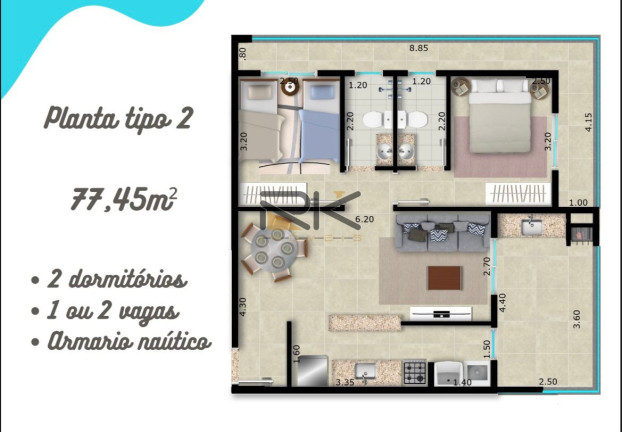 Imagem Apartamento com 2 Quartos à Venda, 71 m² em Itaguá - Ubatuba