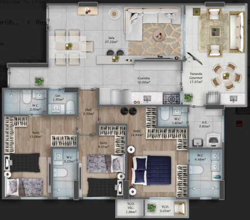 Imagem Apartamento com 3 Quartos à Venda, 127 m² em Forte - Praia Grande