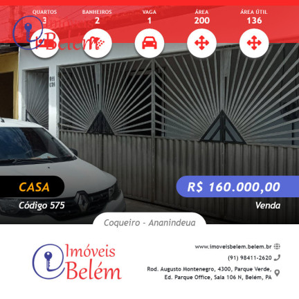 Imagem Casa com 3 Quartos à Venda, 136 m² em Coqueiro - Ananindeua