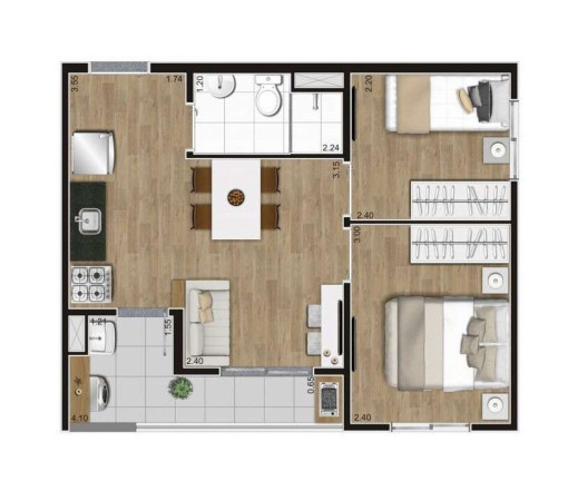 Apartamento com 2 Quartos à Venda, 38 m² em Santo Amaro - São Paulo