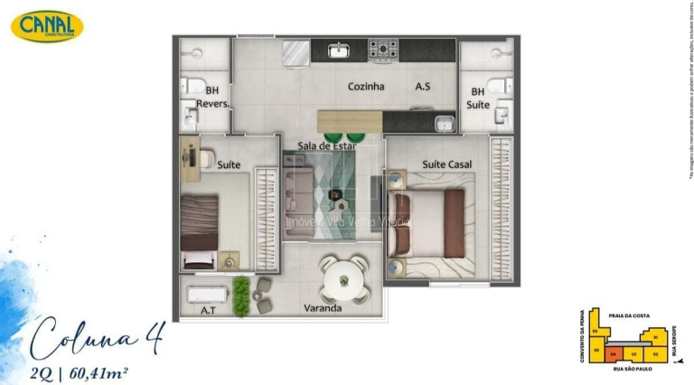Apartamento com 2 Quartos à Venda, 65 m² em Praia Da Costa - Vila Velha