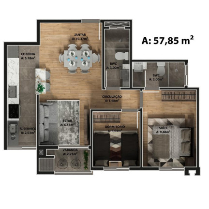 Imagem Apartamento com 2 Quartos à Venda, 57 m² em Três Fronteiras - Foz Do Iguaçu