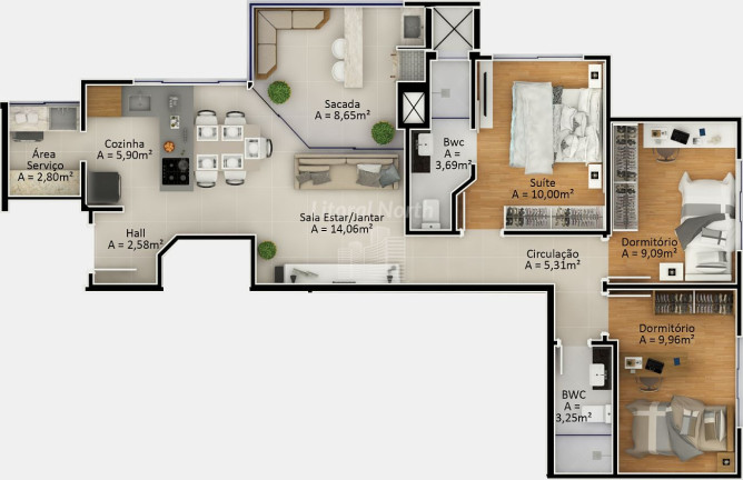 Imagem Apartamento com 3 Quartos à Venda, 85 m² em Ressacada - Itajaí