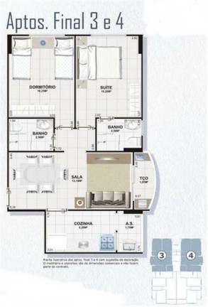Apartamento com 2 Quartos à Venda, 55 m² em Ocian - Praia Grande