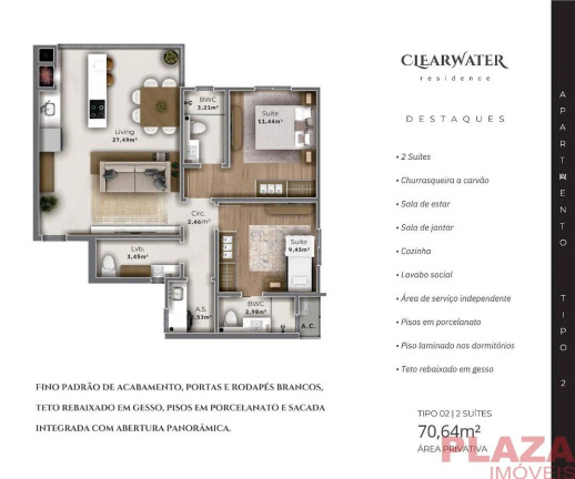 Imagem Apartamento com 2 Quartos à Venda, 71 m² em São Francisco De Assis - Camboriú