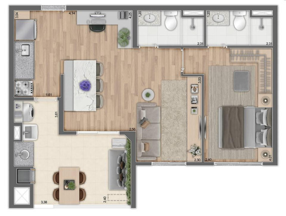 Imagem Apartamento com 2 Quartos à Venda, 54 m² Imagem Apartamento com 2 Quartos à Venda, 54 m²