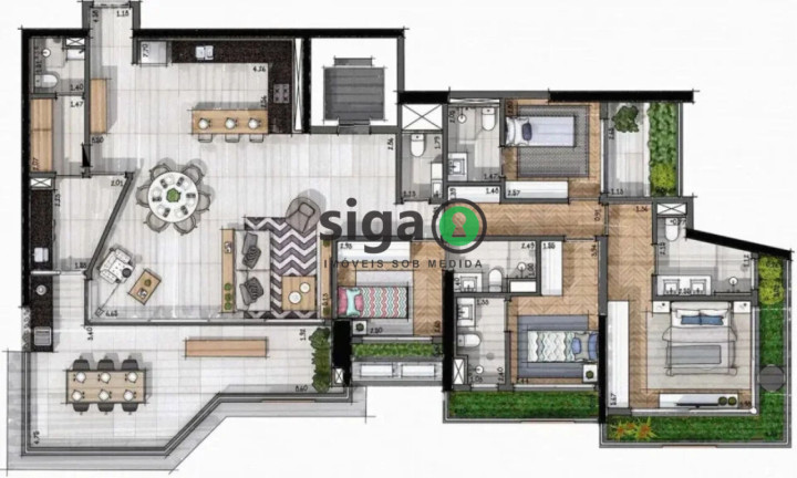 Imagem Apartamento com 4 Quartos à Venda, 197 m² em Brooklin - São Paulo Imagem Apartamento com 4 Quartos à Venda, 197 m² em Brooklin - São Paulo