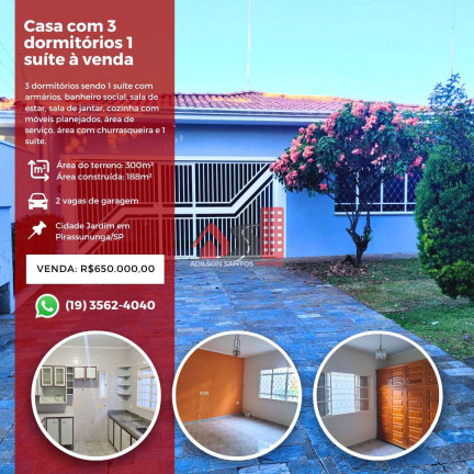 Casa com 3 Quartos à Venda, 300 m² em Cidade Jardim - Pirassununga