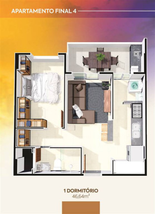 Apartamento com 1 Quarto à Venda, 47 m² em Caiçara - Praia Grande