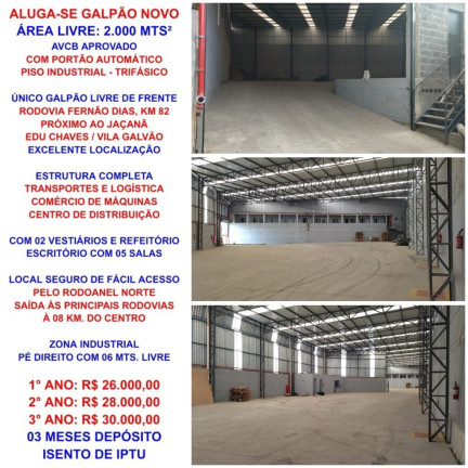 Imóvel para Alugar, 2.000 m² em Parque Edu Chaves - São Paulo