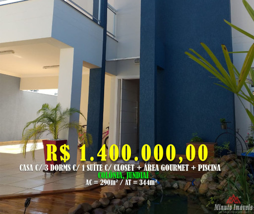 Sobrado com 3 Quartos à Venda, 290 m² em Jardim Colônia - Jundiaí