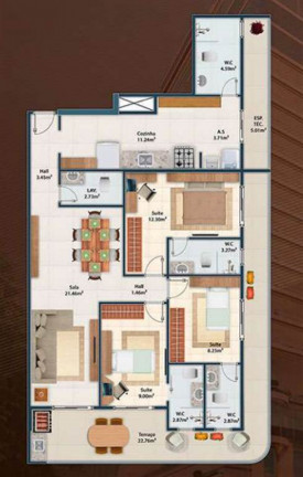 Imagem Apartamento com 3 Quartos à Venda, 132 m² em Guilhermina - Praia Grande