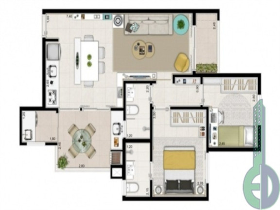 Imagem Apartamento com 2 Quartos à Venda, 73 m² em Vila Assunção - Santo André Imagem Apartamento com 2 Quartos à Venda, 73 m² em Vila Assunção - Santo André