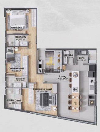 Apartamento com 2 Quartos à Venda, 105 m² em Centro - Porto Belo