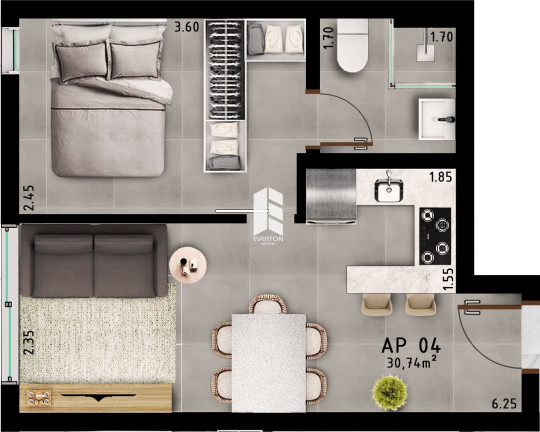 Imagem Imóvel com 1 Quarto à Venda, 30 m² em Camobi - Santa Maria