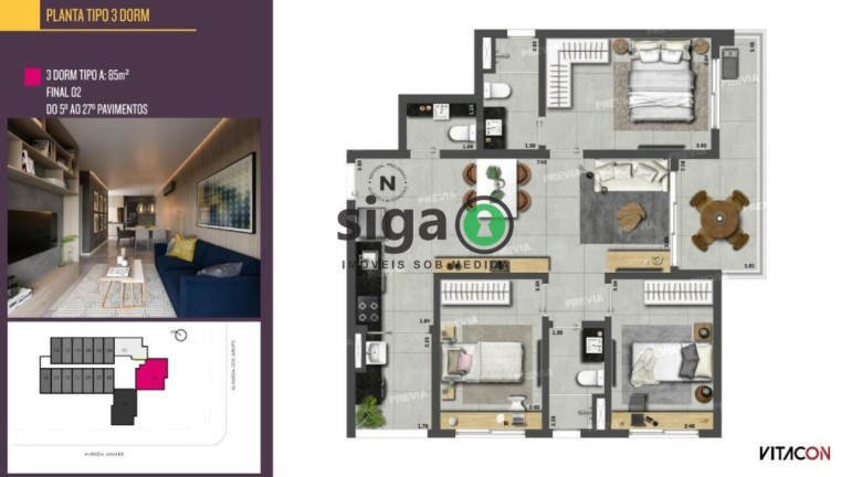 Imagem Apartamento com 3 Quartos à Venda, 85 m² em Moema - São Paulo