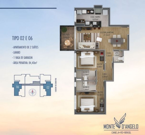 Imagem Apartamento com 2 Quartos à Venda, 84 m² em Centro - Canela Imagem Apartamento com 2 Quartos à Venda, 84 m² em Centro - Canela