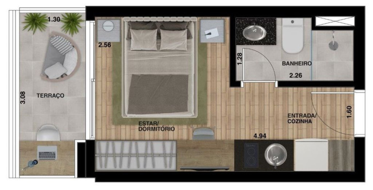 Imagem Studio com 1 Quarto à Venda, 21 m² em Paraíso - São Paulo Imagem Studio com 1 Quarto à Venda, 21 m² em Paraíso - São Paulo