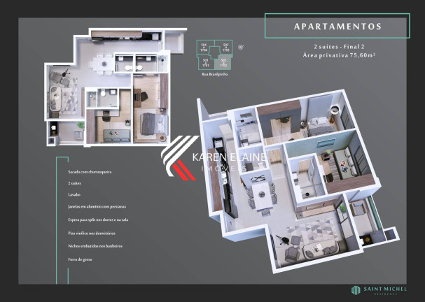 Apartamento com 2 Quartos à Venda, 103 m² em Kobrasol - São José