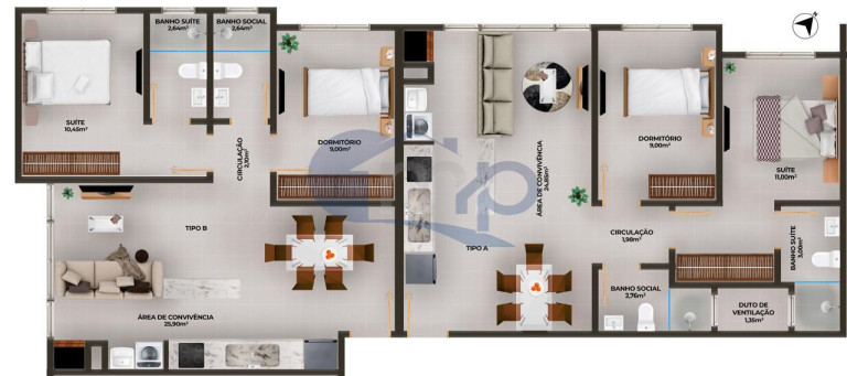 Imagem Apartamento com 2 Quartos à Venda, 59 m² em águas Claras - Torres Imagem Apartamento com 2 Quartos à Venda, 59 m² em águas Claras - Torres