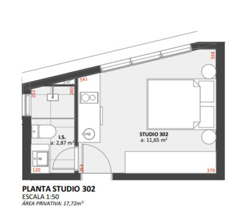 Imagem Kitnet com 1 Quarto à Venda, 18 m² em água Verde - Curitiba