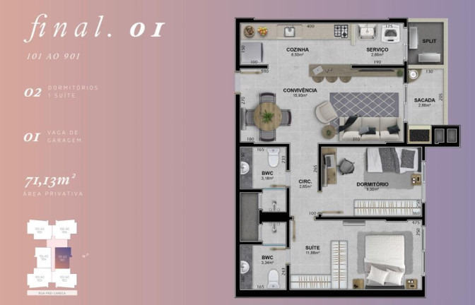 Imagem Apartamento com 2 Quartos à Venda, 71 m² em Centro - Criciúma Imagem Apartamento com 2 Quartos à Venda, 71 m² em Centro - Criciúma