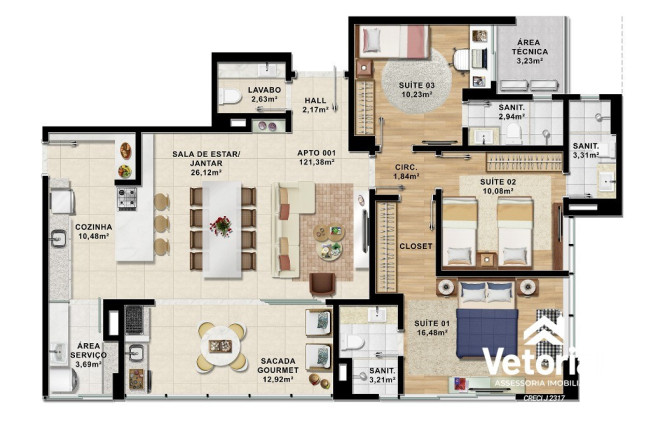 Imagem Apartamento com 3 Quartos à Venda, 101 m² em Renato Gonçalves - Barreiras
