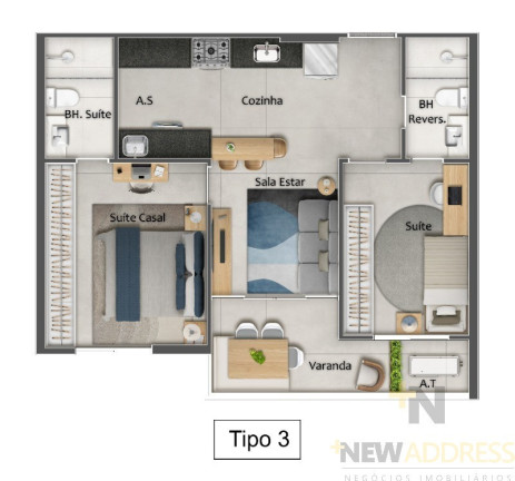 Apartamento com 2 Quartos à Venda, 60 m² em Praia Da Costa - Vila Velha