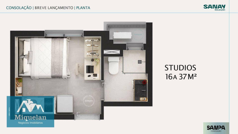 Imagem Studio com 1 Quarto à Venda, 37 m² em Consolação - São Paulo