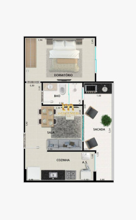 Imagem Apartamento com 2 Quartos à Venda, 40 m² em Guilhermina - Praia Grande