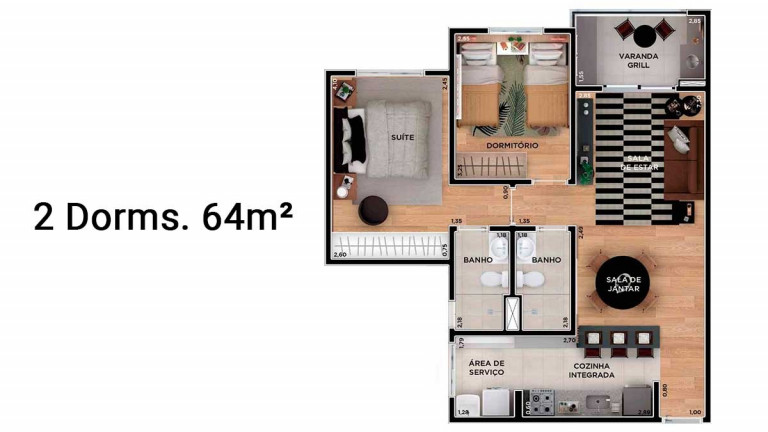 Imagem Imóvel com 2 Quartos à Venda, 64 m² em Engordadouro - Jundiaí