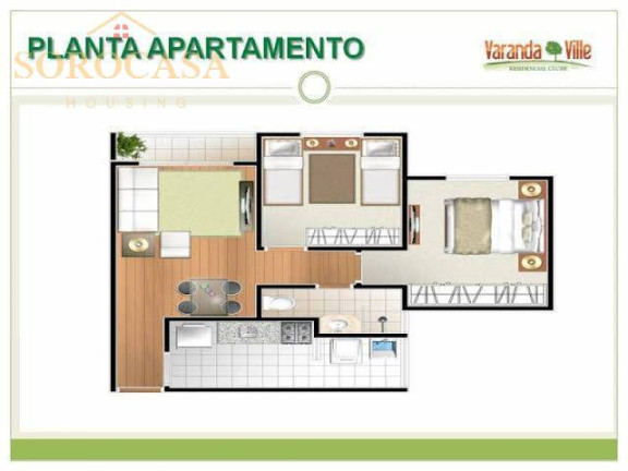 Imagem Apartamento com 2 Quartos à Venda, 54 m² em Jardim Wanel Ville Iv - Sorocaba