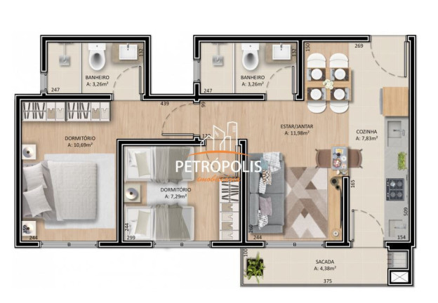 Imagem Apartamento com 2 Quartos à Venda, 56 m² em Cidade Nova - Caxias Do Sul