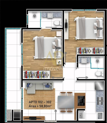 Imagem Apartamento com 3 Quartos à Venda, 70 m² em Bela Vista - Palhoça