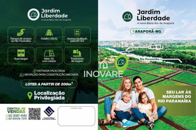 Terreno à Venda, 300 m² em Jardim Liberdade - Araporã