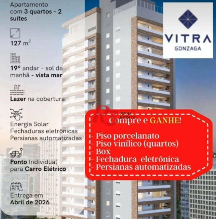 Imagem Apartamento com 3 Quartos à Venda, 124 m² em Gonzaga - Santos