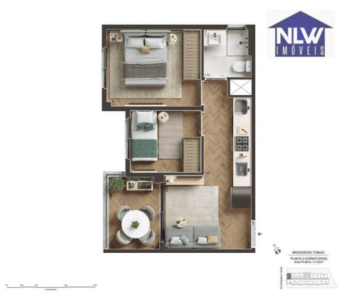 Apartamento com 2 Quartos à Venda, 37 m² em Centro - São Paulo